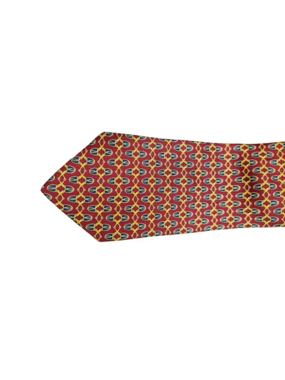 Burberrys of London Vintage 100% Silk Tie Red Gold Blue Equestrian Made England